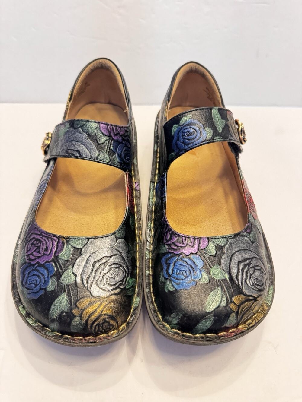 Alegria Paloma PAL-661 Hieroglyph Floral Leather Mary Jane Shoes Womens 9 39